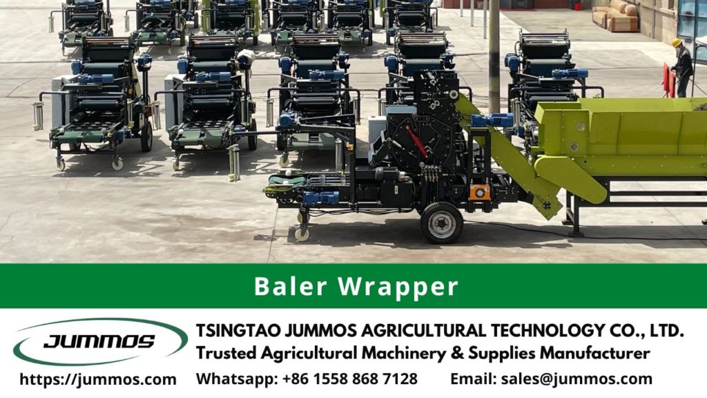 baling and wrapping machine for forage bale feed